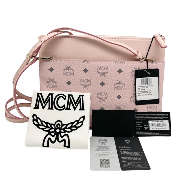 MCM New With Tags Powder Pink Logo Flat Pouch/ Clutch Crossbody Purse - Picture 5 of 12